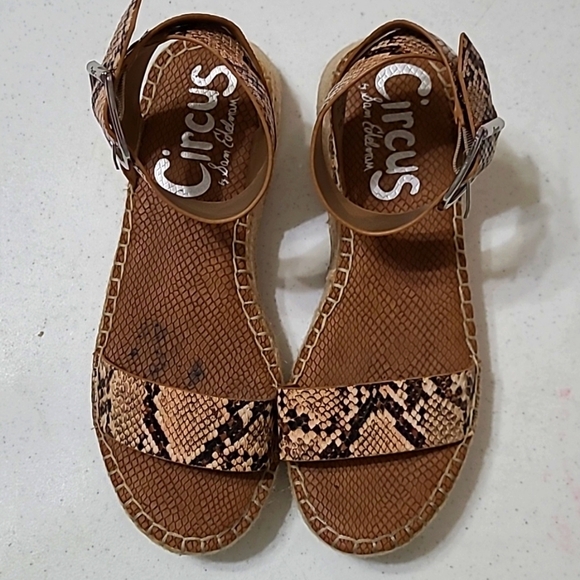 Circus by Sam Edelman Brown Snake Print Platform Sandals size 8 - Picture 4 of 12